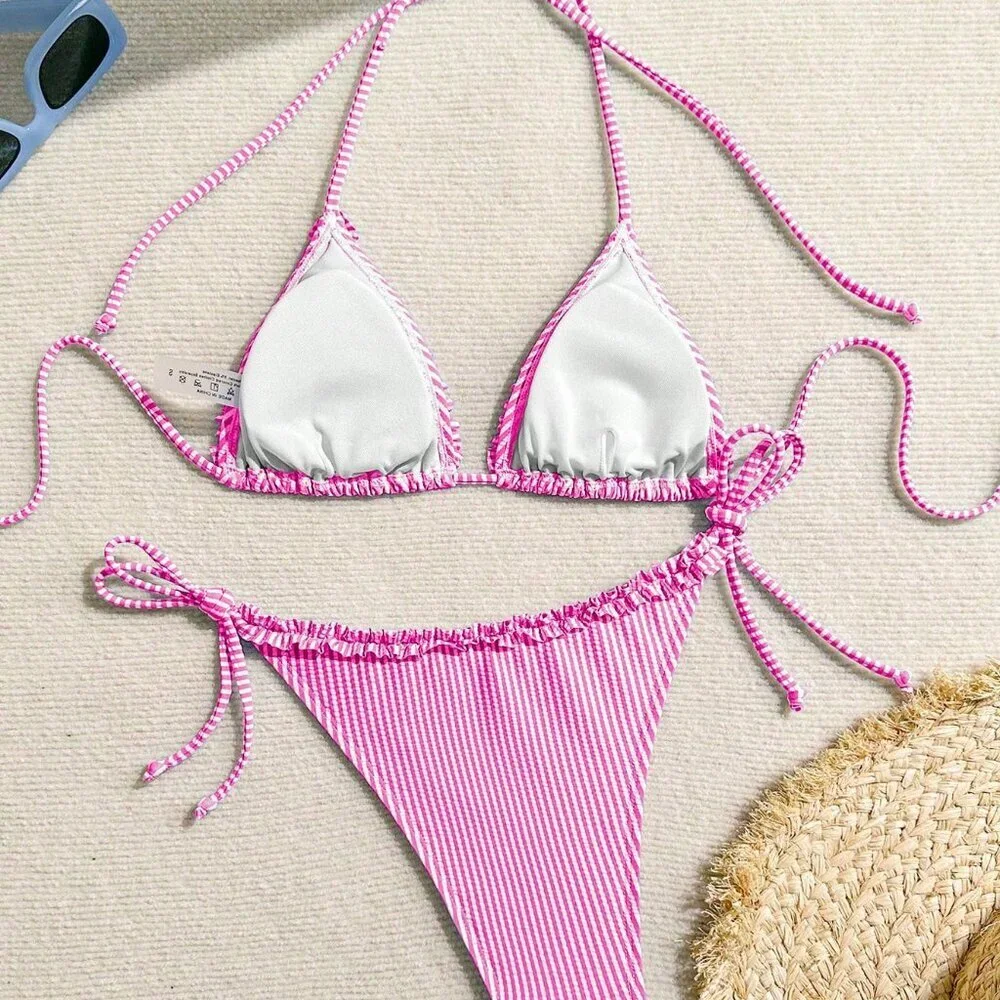 Hot Pink Cute Women's Nautical Holiday Bikini Set